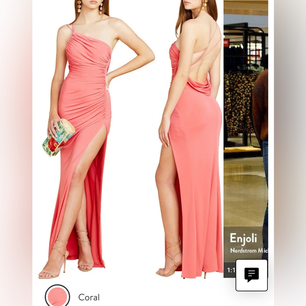 Coral Katie May one shoulder maxi dress gown Nordstrom